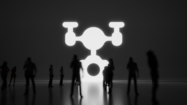 3d rendering people in front of symbol of drone on background