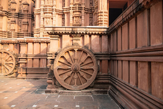 Intricate stone carvings and sculpted statues adorning the historic Western Group of Temples at Khajuraho, Madhya Pradesh, showcasing ancient Indian art, architecture and cultural heritage.