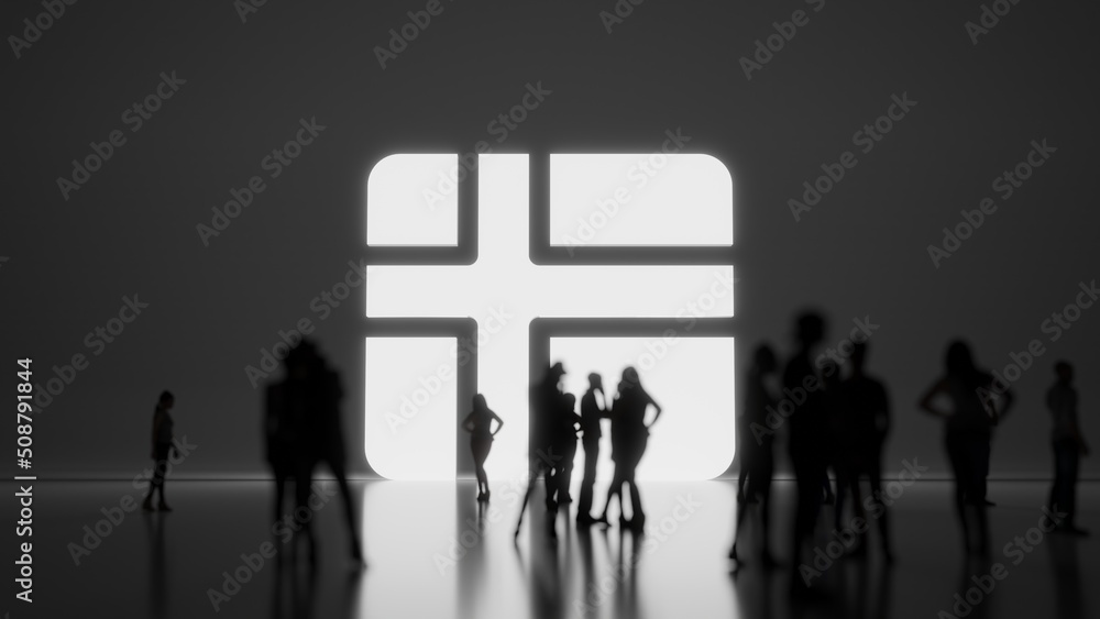 Poster 3d rendering people in front of symbol of finland on background