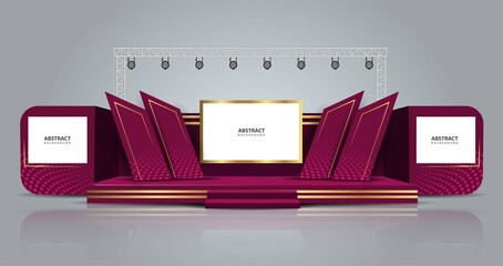 Event Stage design for business conferences, corporate projects presentations, shareholders event or meeting with slides on projection screens.