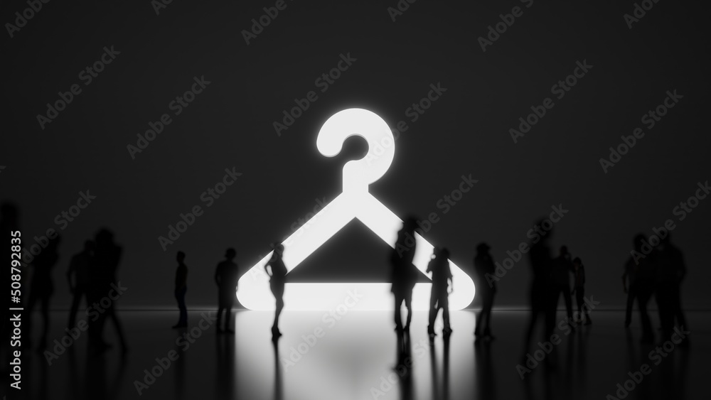 Poster 3d rendering people in front of symbol of hanger on background