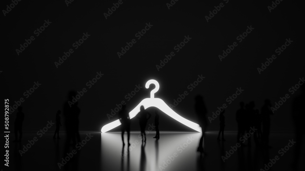 Poster 3d rendering people in front of symbol of hanger on background