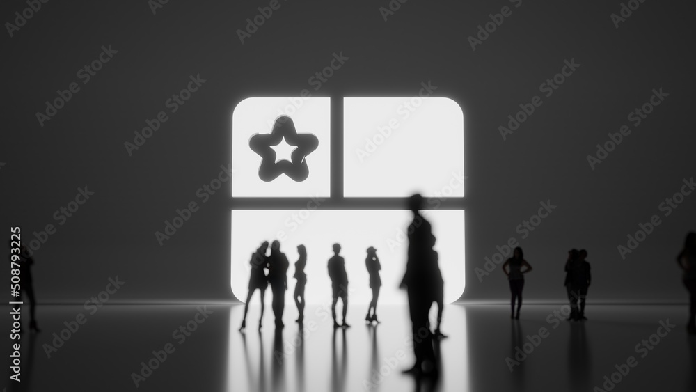 Poster 3d rendering people in front of symbol of chile on background