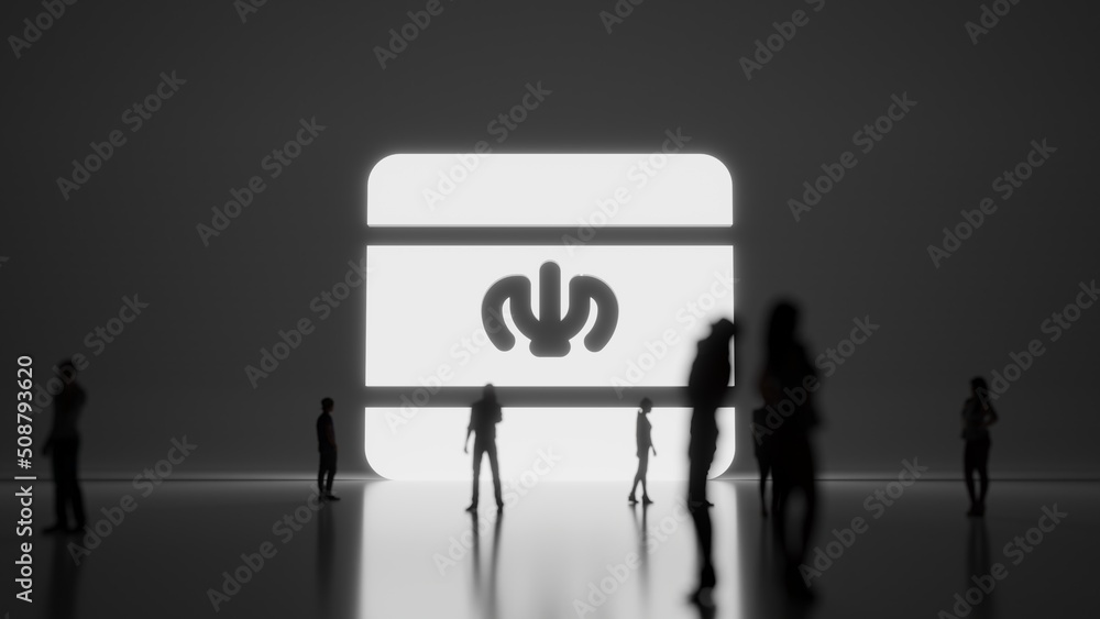 Poster 3d rendering people in front of symbol of iran on background
