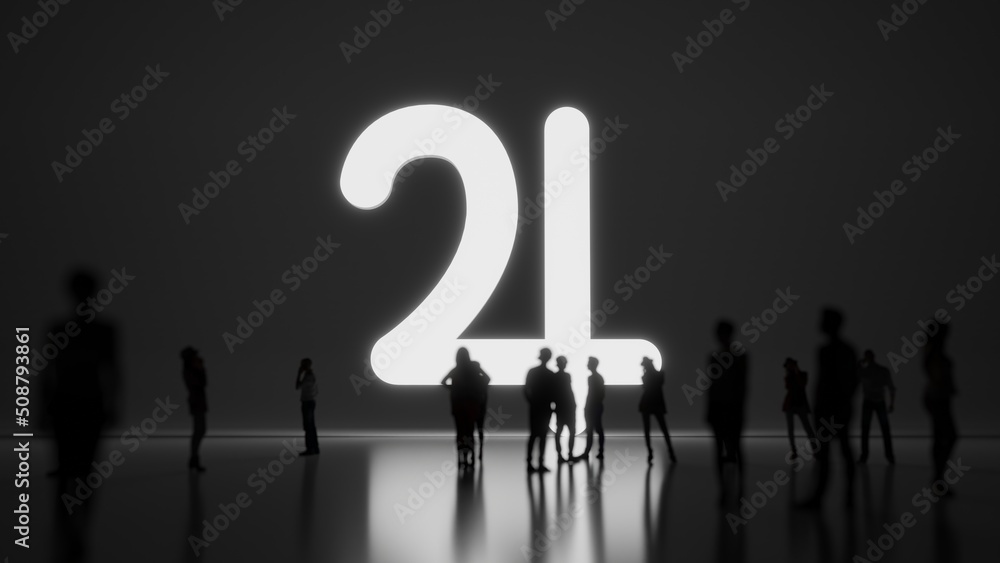 Poster 3d rendering people in front of symbol of jupiter symbol on background