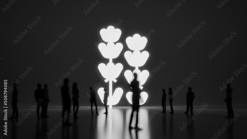 Poster 3d rendering people in front of symbol of lavender on background