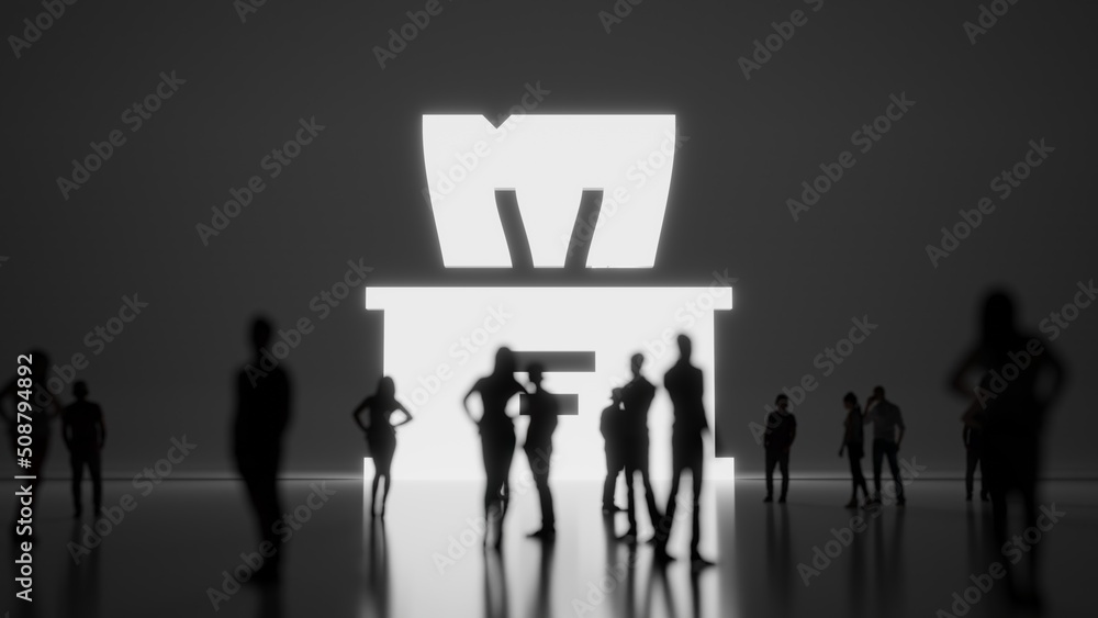 Poster 3d rendering people in front of symbol of napkin on background