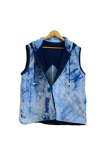 Beautiful cotton linen jacket hood casual fashion with indigo clothes and handmade tie dye for show for sale online social at studio shop in Bangbuathong city of Nonthaburi, Thailand