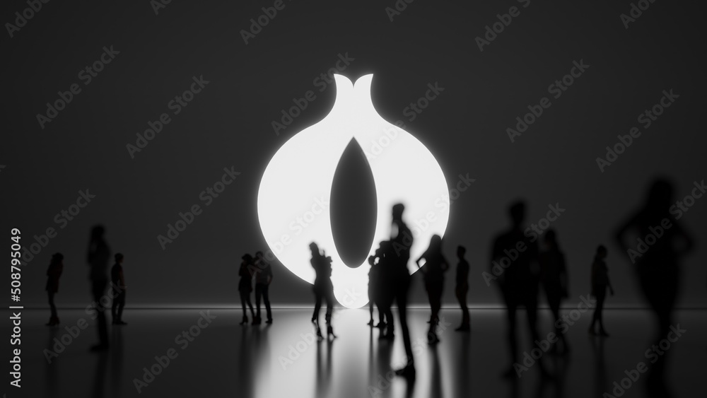 Aufkleber 3d rendering people in front of symbol of onion on background