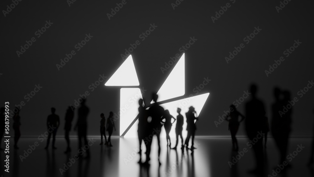 Poster 3d rendering people in front of symbol of origami on background