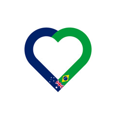 unity concept. heart ribbon icon of australia and brazil flags. vector illustration isolated on white background