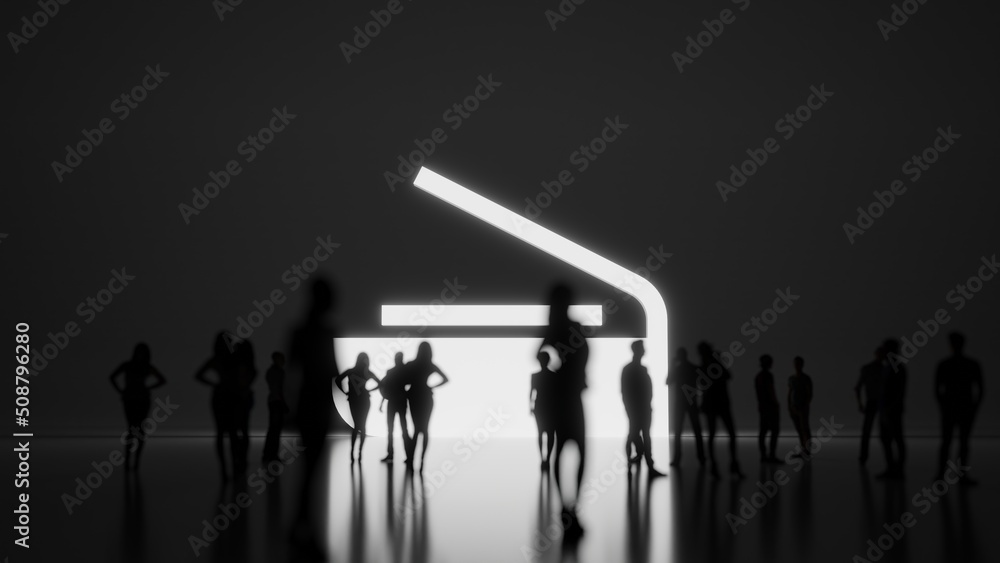 Poster 3d rendering people in front of symbol of scanner on background