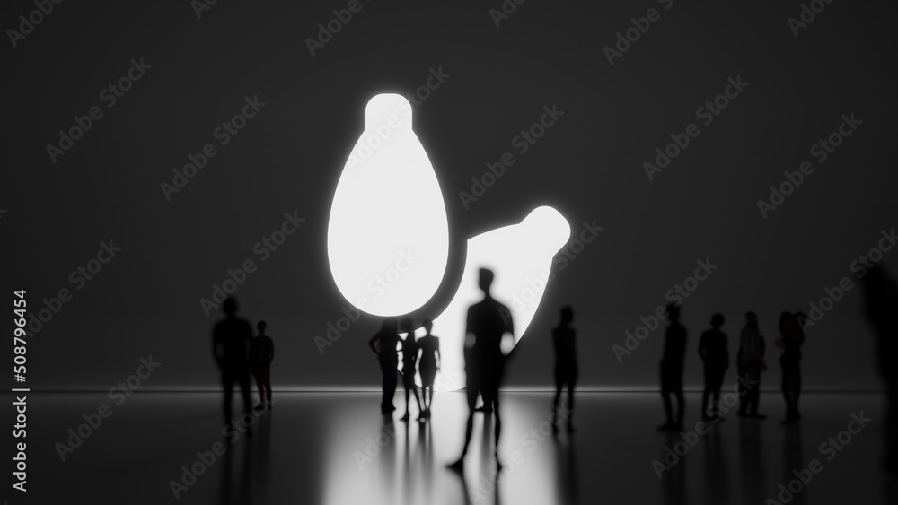 Poster 3d rendering people in front of symbol of sesame on background