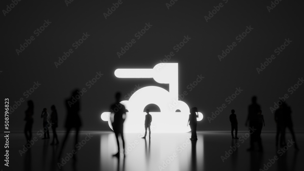 Poster 3d rendering people in front of symbol of spaghetti on background