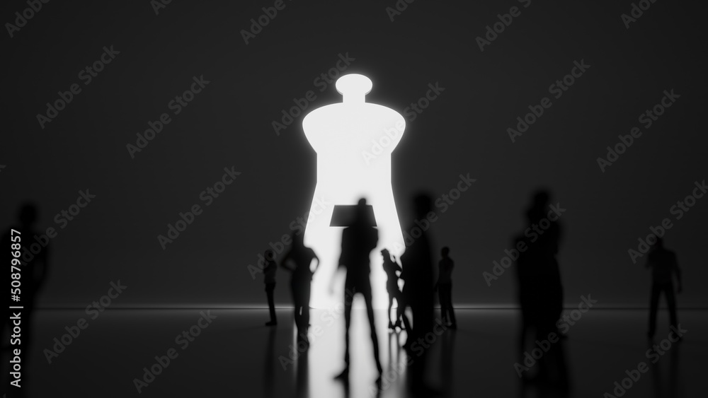 Poster 3d rendering people in front of symbol of spice on background