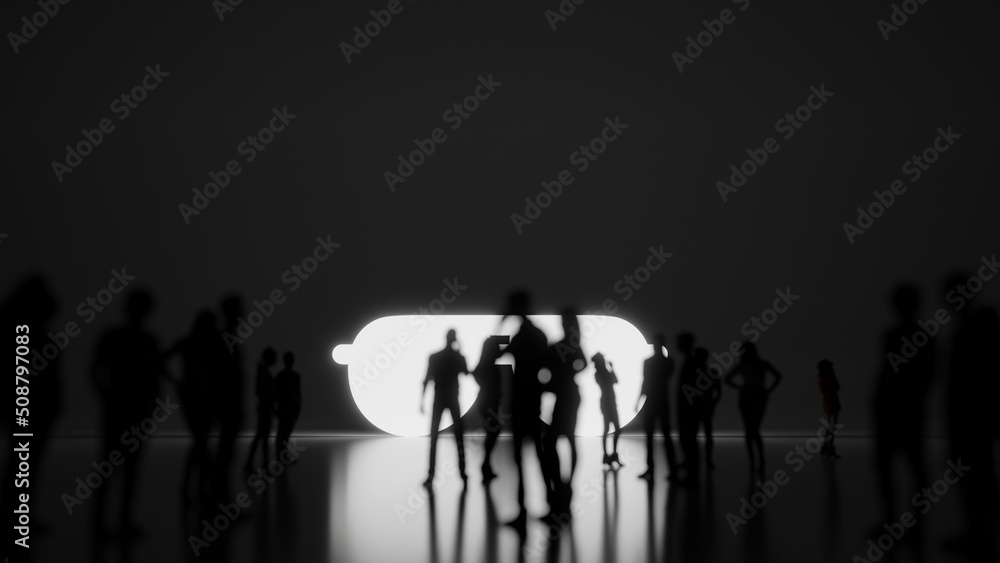 Poster 3d rendering people in front of symbol of sunglasses on background