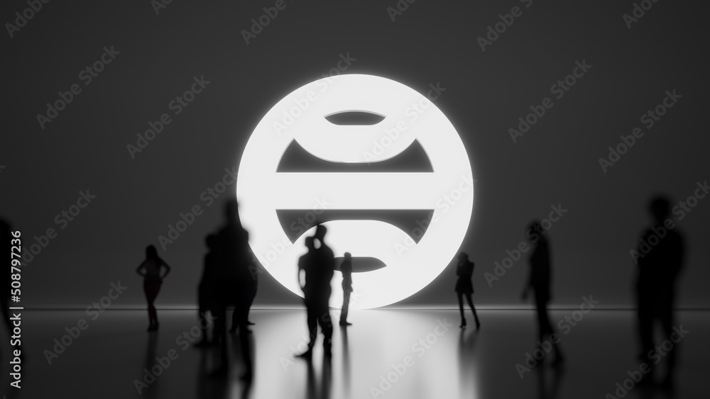 Poster 3d rendering people in front of symbol of terra symbol on background