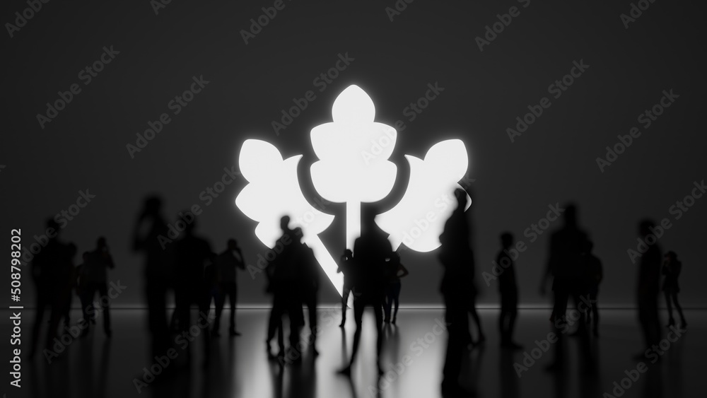 Poster 3d rendering people in front of symbol of wheat on background