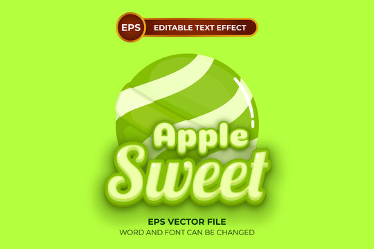 Sweet Apple Lollipop Logo With Editable Text Effect