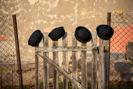 A hat that is part of a folk costume. Traditional folk belt for Slovak costume. Detva and Hrinova