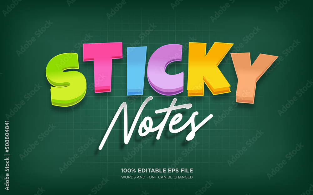 Poster sticky notes 3d editable text style effect