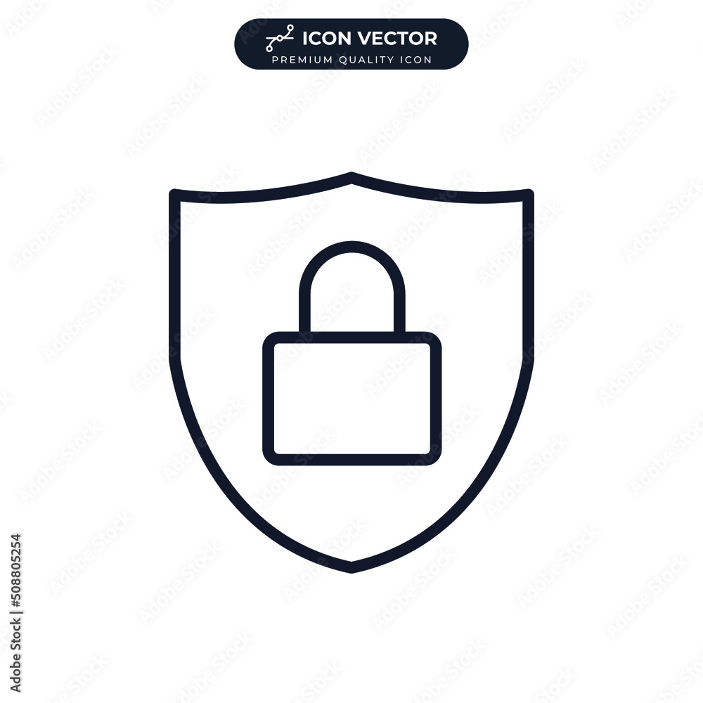 Poster shield protected icon symbol template for graphic and web design collection logo vector illustration