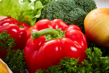 fresh vegetables on the white