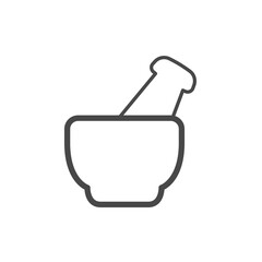 Vector linear icon with mortar and pestle