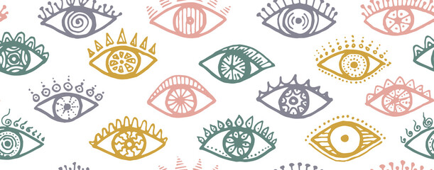 Different human eyes naive endless pattern.