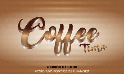 coffee time text effect template design, Editable Text Effect EPS File 