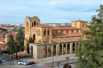 Fototapeta premium San Vicente church in Avila, Spain, seen from the medieval walls of the old town