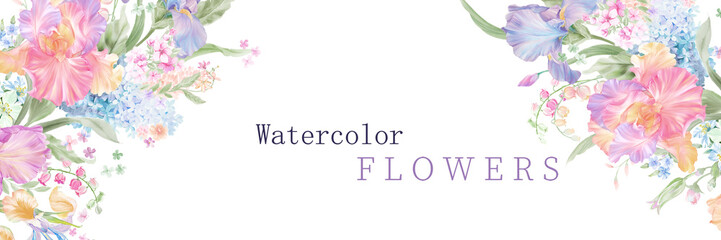  watercolor flowers , suitable for fabric, greeting card, wallpaper, packaging