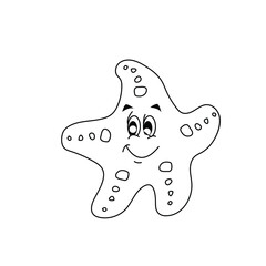 Cartoon sea star black white outline stock illustration