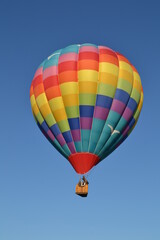 Colorful hot air balloon soaring in the sky