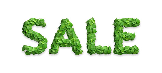 Leaves arranged in the word "SALE"