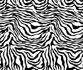 Zebra print seamless vector black and white pattern, trendy animal skin texture.