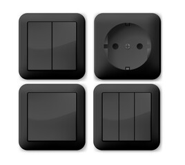 Socket plug, switch and extension vector outlet for electric plugs and electricity illustration.