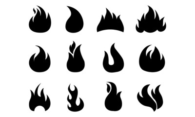 Obraz na płótnie Canvas Fire flames, set vector icons eps 10