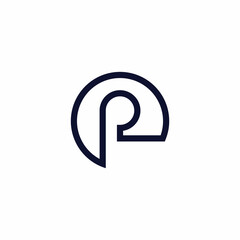 letter p simplicity circle line logo vector