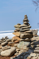 Garden of stones on the shore of Lake Baikal