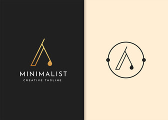 Letter A simple logo design line concept