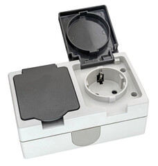 Fototapeta premium Double electrical socket on white background