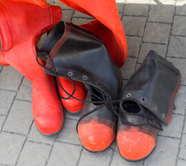 part of a red diver's suit
