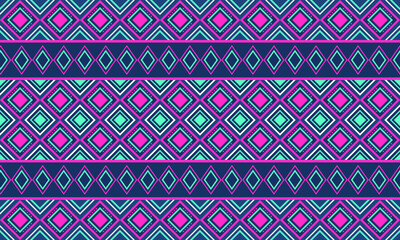 pattern Geometric ethnic oriental traditional pink blue design vector for background, carpet, wallpaper, clothing, wrapping, Batik, fabric, Vector illustration embroidery style.
