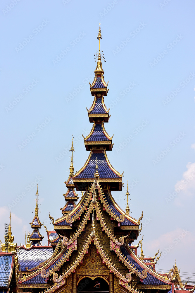 Wall mural phiphat mongkhon blue temple in sukhothai, thailand.