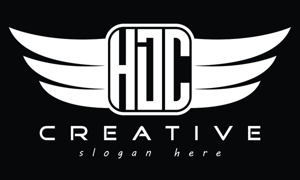 HDC three Letter wing symbol minimalist creative concept icon professional logo design, Vector template