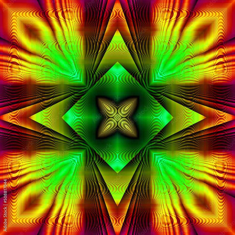 Wall mural 3d effect - abstract colorful kaleidoscopic geometric pattern