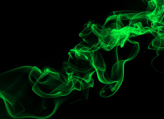 Abstract green smoke on black background, darkness concept