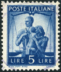 ITALY - 1946: shows United Family and Scales, 1946