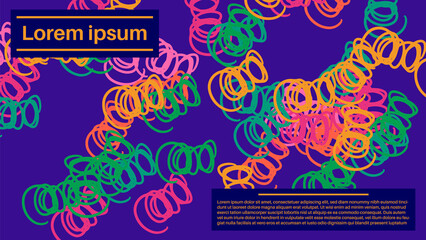 Fantasy messy doodle geometric shapes background. Abstract card, layout. Creative landing page or business background. Advertisement cover.